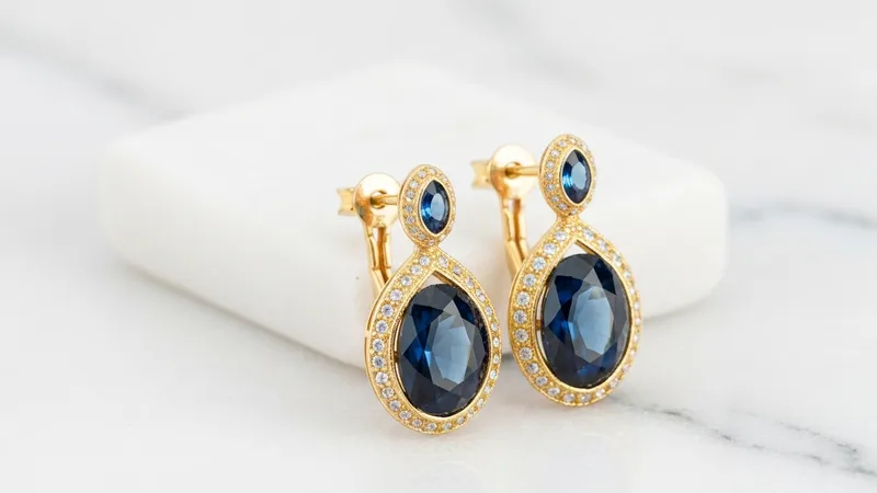 Créoles saphir étoilé or rose joaillerie française