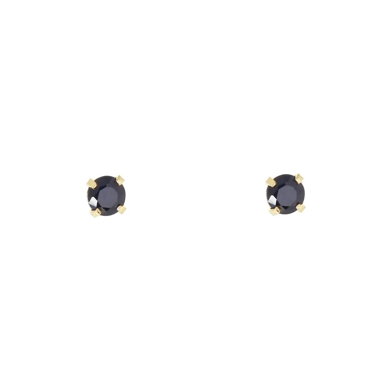 Boucles d'oreilles Saphir Bleu 3mm en Or Jaune 750 - Bijoux Trabbia Vuillermoz