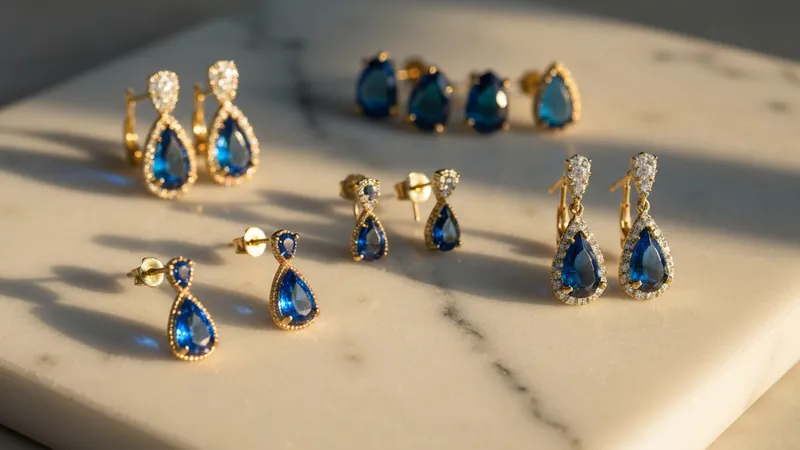 Gouttes saphir jaune Kashmir boucles d'oreilles